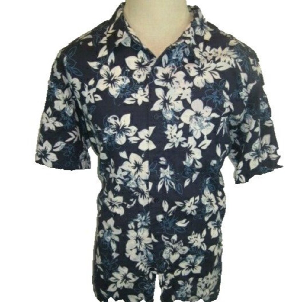 Mens Cherokee Multicolor Aloha Hawaiian Island Cotton SS Casual Shirt sz XL